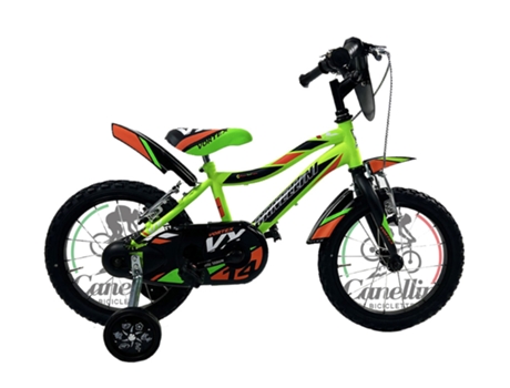 Bicicleta para niÁos CANELLINI MTB 14 VORTEX (verde/naranja)