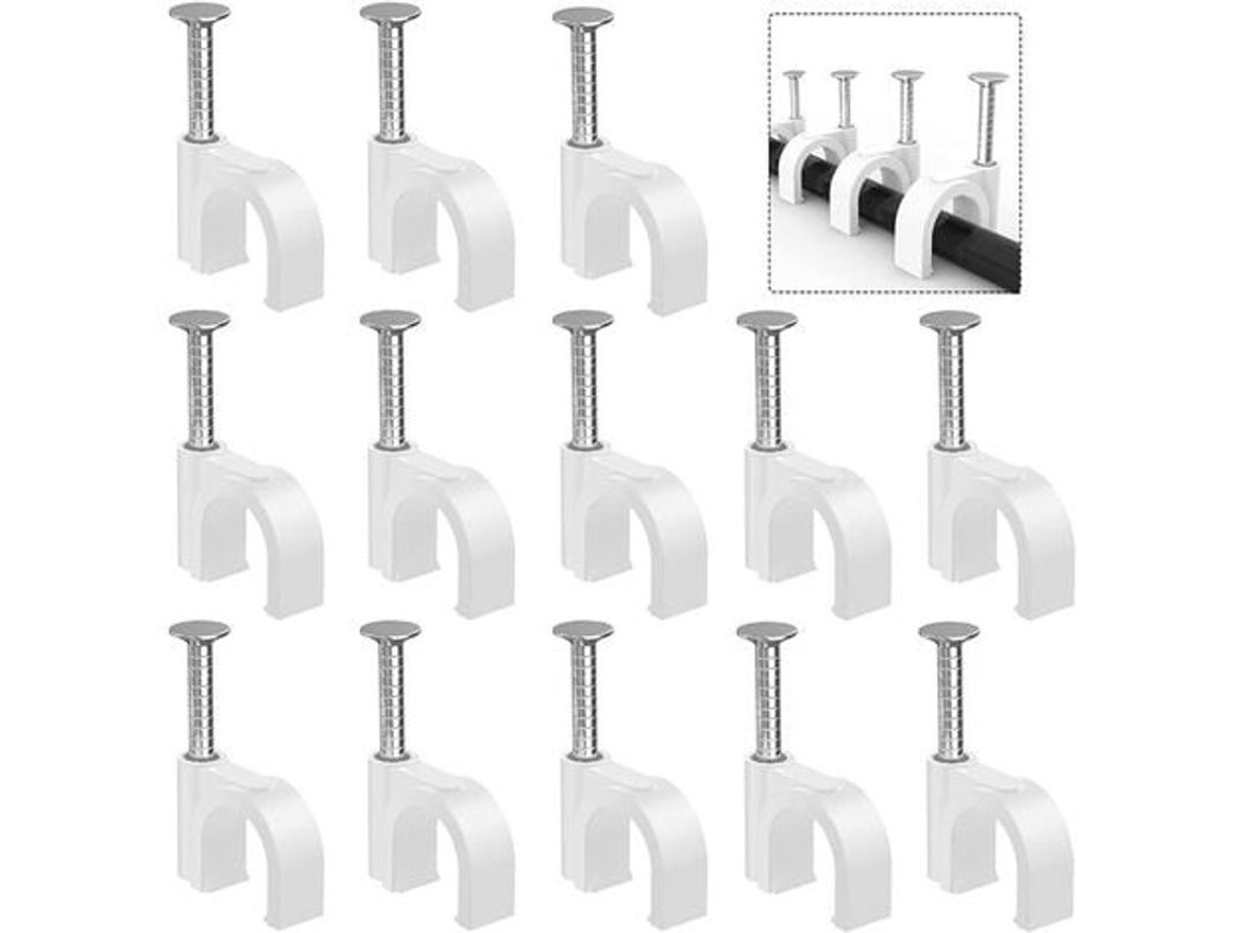 400 Bridas Redondas Para Cables Con Ganchos De Acero, 4 Tamaños: 4 Mm/6 Mm/8 Mm/10 Mm, Organizador De Cables Blanco