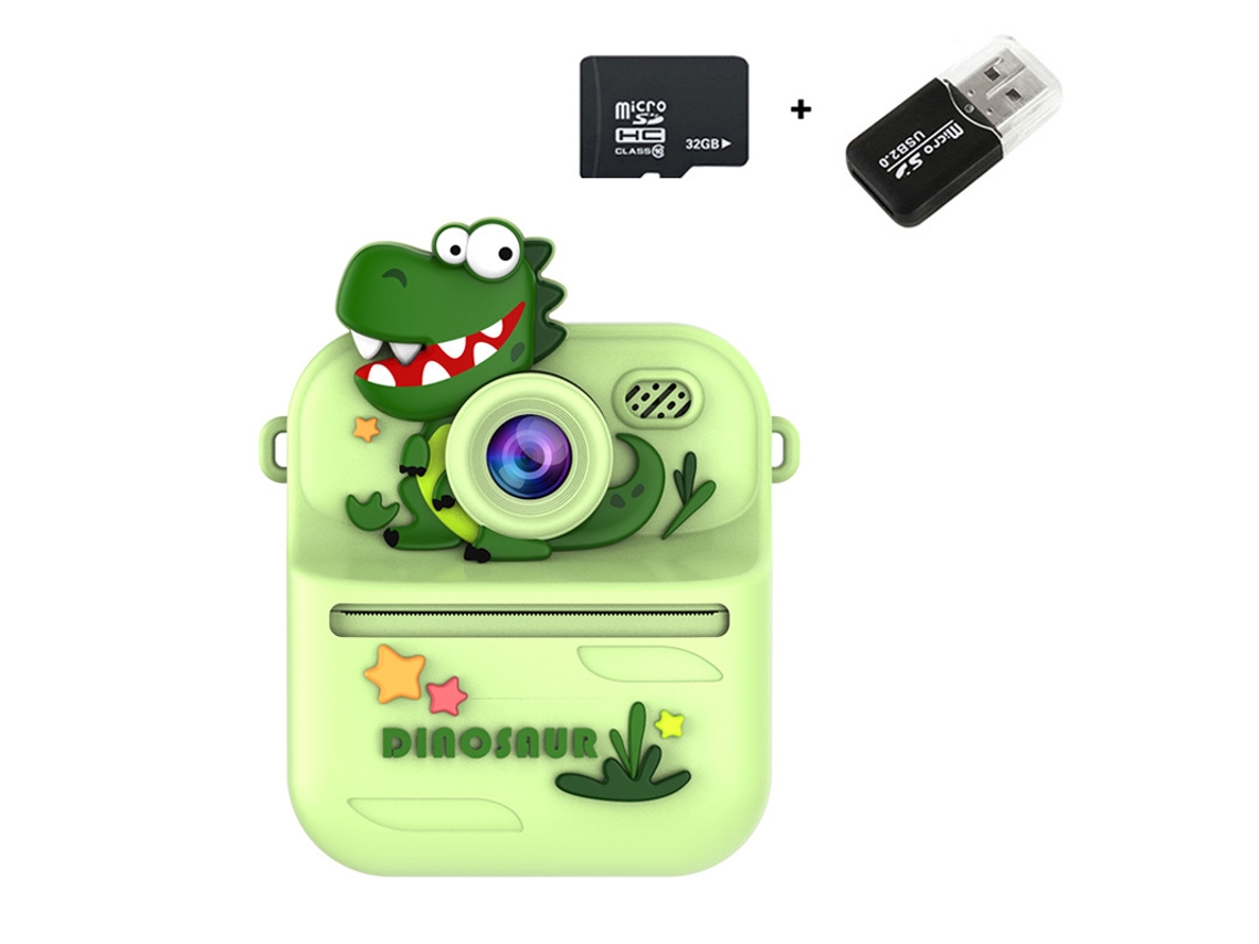 Cámara instantánea Chrui S1, pantalla IPS de 2,4 pulgadas, lente dual, grabadora de video HD (Dinosaurio verde)