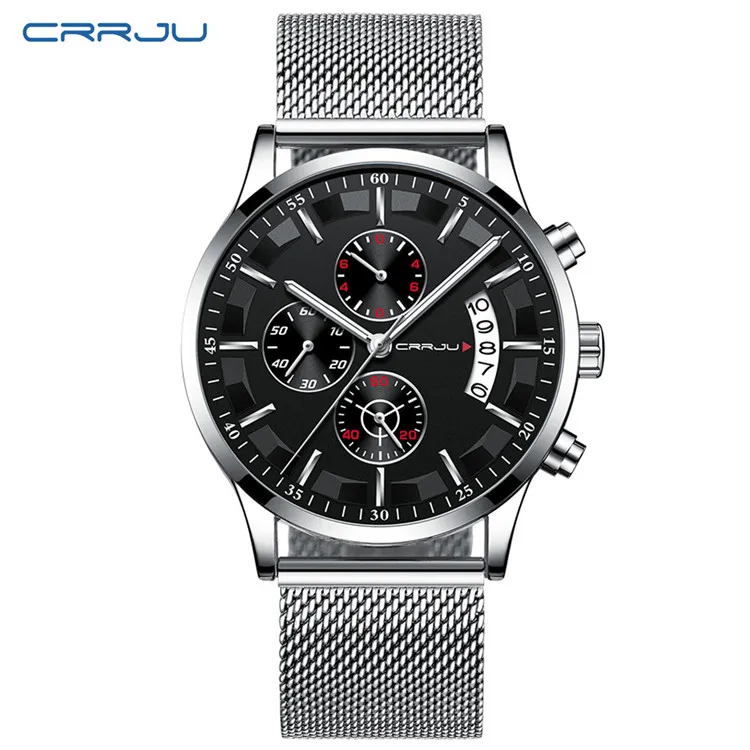 Reloj Deportivo Informal Para Hombre (plateado Y Negro) Resistente Al Agua