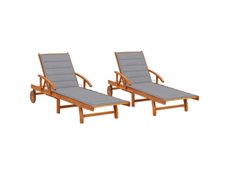 MAISON EXCLUSIVE - Tumbonas con cojines 2 unidades madera maciza de acacia