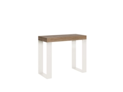 Consola extensible 90x40/196 cm Tecno Small Roble Natural estructura Blanca