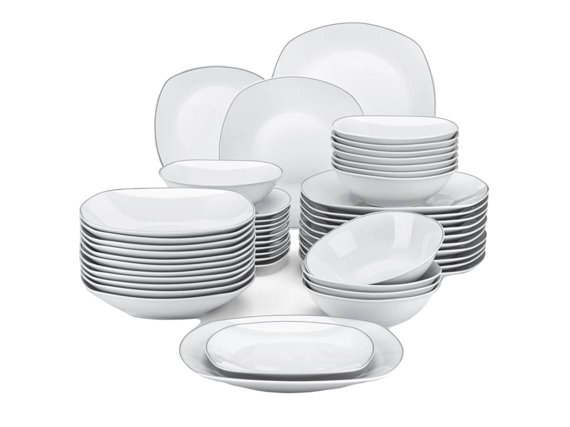 Juego de vajilla Malacasa Elisa, forma cuadrada clásica, porcelana certificada por la FDA, 48 piezas OEM