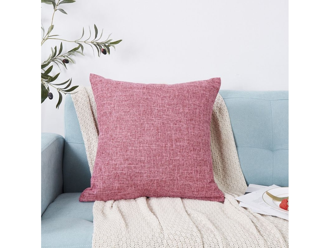 Rebe-fundas De Cojines Decorativos De Lino Texturizado 2 Unidades 45x45 Cm Rosa Para Sofá Sala De Estar Silla