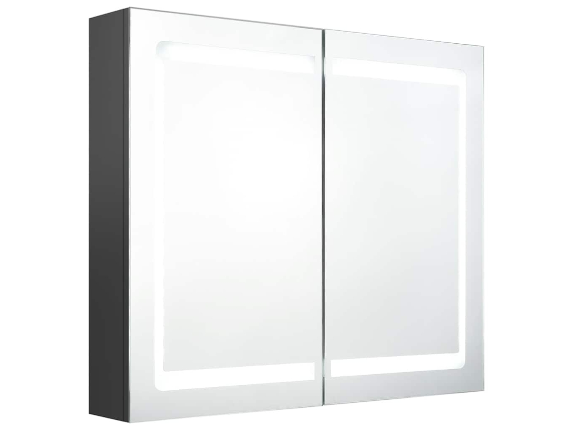 Maison Exclusive - Armario De Baño Con Espejo Y Led Gris 80x12x68 Cm