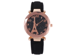 Reloj De Pulsera Analógico Cmk64 Con Diseño De La Torre Eiffel, Cuarzo, Aleación Negra