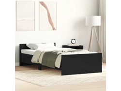Cama Individual | Estructura De Cama Sin Colchón Roble Negro 90x200 Cm