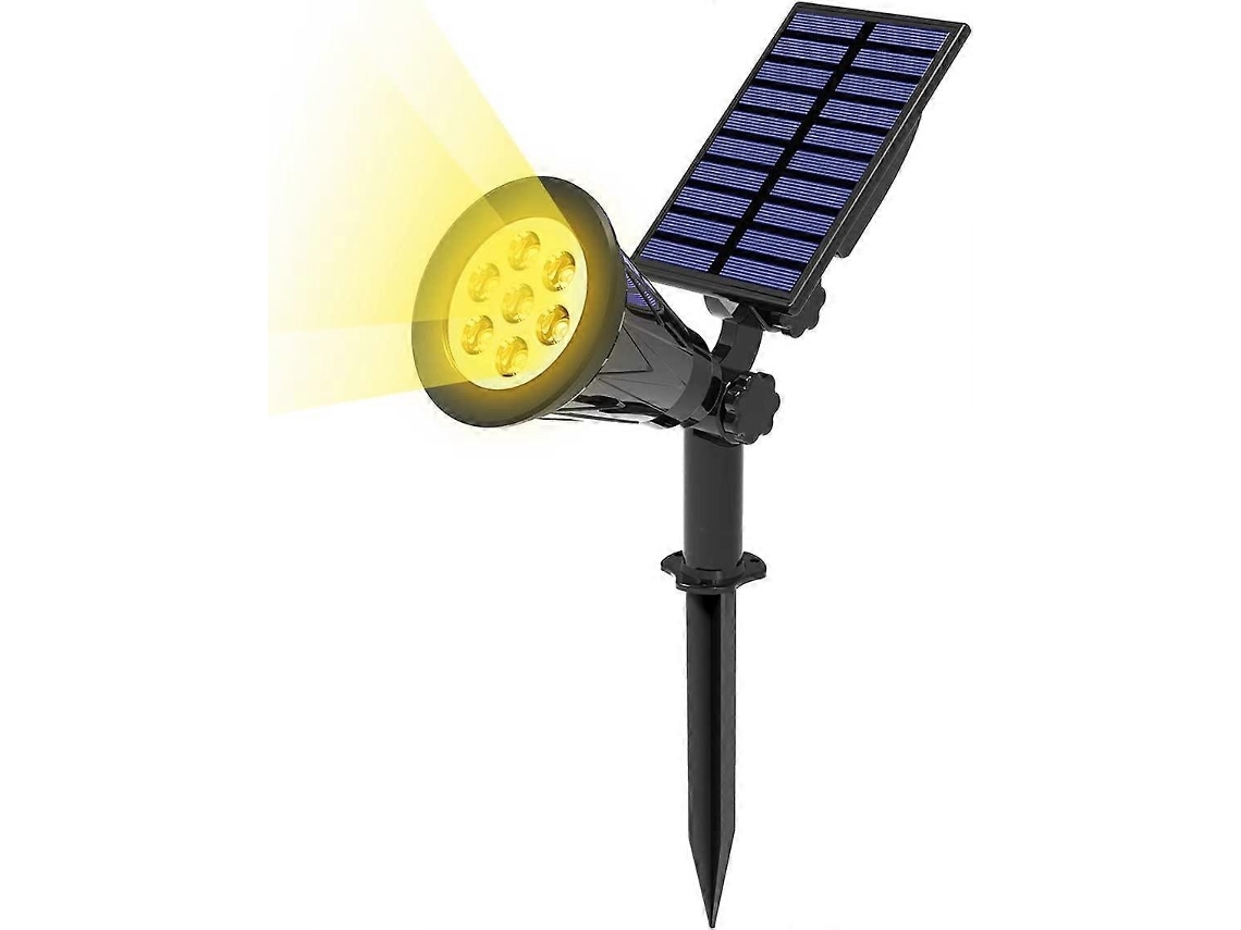 Lámpara solar exterior Rebe de 7 LED, 2 en 1, enfoque solar ajustable de 180°, 3000k, resistente al agua IP65 para jardín, modos de luz alta/baja.