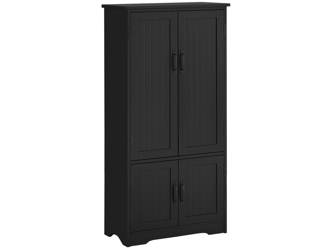 Aparador De Cocina , Mueble De Cocina Contemporáneo Con Almacenamiento Múltiple, 2 Armarios, 3 Estantes, Tablero De Partículas Mdf, Negro