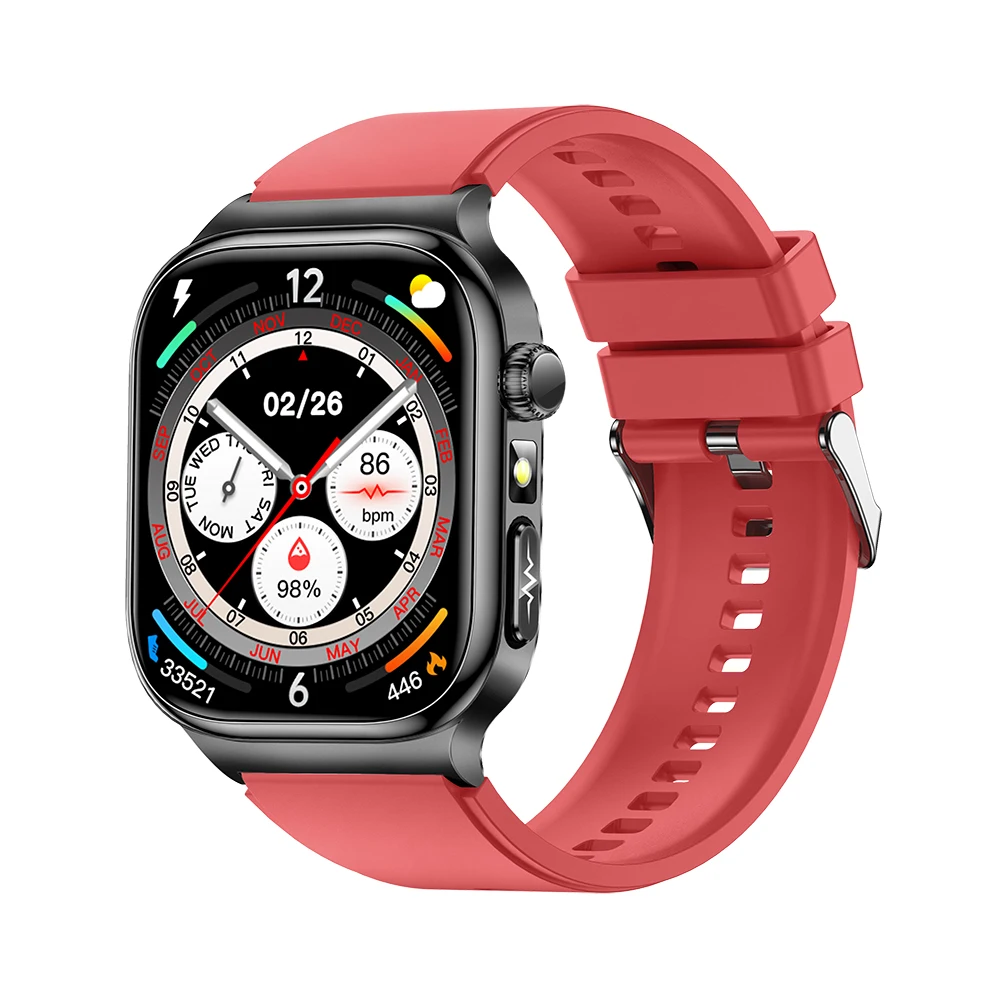 Reloj Inteligente Con Llamadas Bluetooth (silicona Roja), Pantalla Amoled Hd De 2,04 Pulgadas