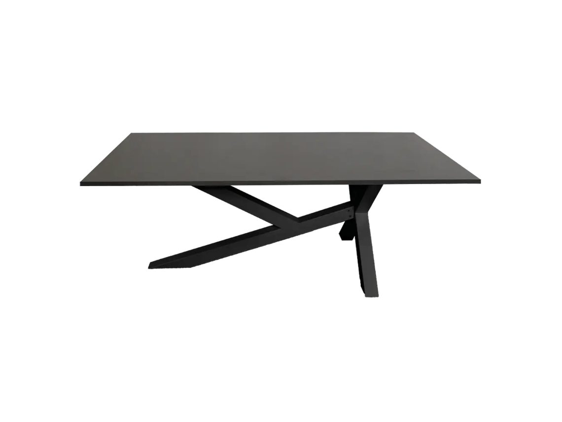 Mesa de Salón, Comedor, Oficina, Reunión. Patas Metálicas XY Negro. 160x90 cm. Gris. OFILIKE