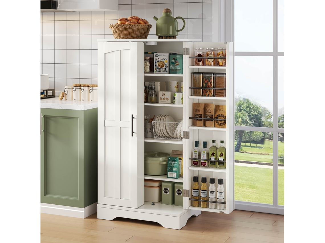 Mueble De Cocina Con Sensor Led, 2 Puertas, Estantes Ajustables, Blanco.