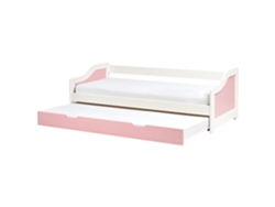 Cama Dupla Em Gaveta De Madeira Beliani Luneray De Pinho Rosa 90x200