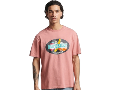 Camiseta para Hombre SUPERDRY (S - Algodón - Rosa)