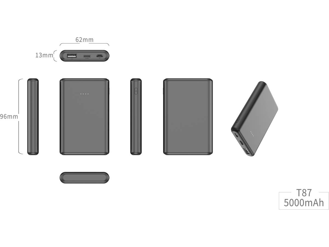 Powerbank GOODIS (5000 MAH A+C+M - 10W - Negro)