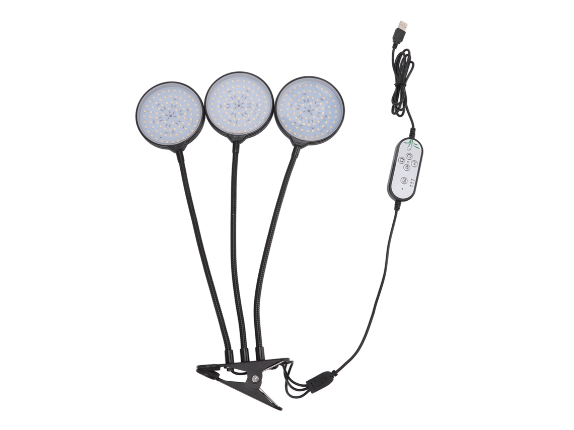 Bj-lâmpada De Crescimento De Plantas Led 45w Com 3 Cabeças Clip E Alimentação Usb Para Plantas Suculentas Interiores