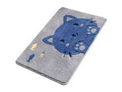2026-almohadilla De Baño Gato Cartoon Suave Antideslizante Lavable 15"x23" Gris