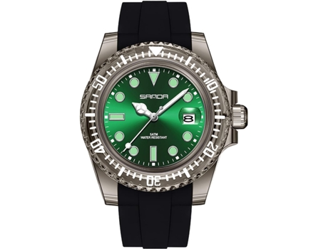 VEANXIN Relojes para Fecha Giratoria Reloj de Silicona Reloj de Pulsera Impermeable-verde negro