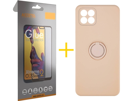 Carcasa + Protector de Pantalla para Huawei P40 Lite ACCETEL Rosa Pastel