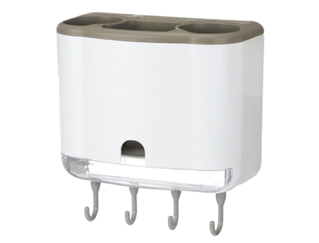 Escurridor de vajilla de pared soporte para palillos con 4 ganchos y tabla de drenaje desmontable organizador de vajilla con 6 compartimentos (gris...