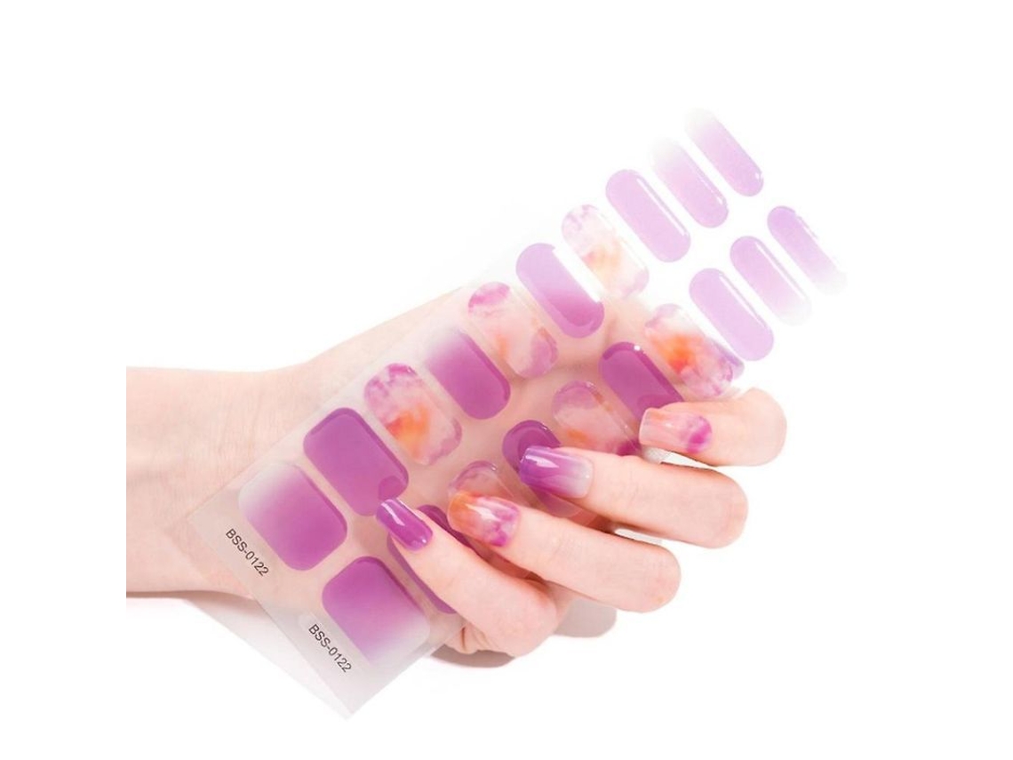 20 Pegatinas De Uñas De Gel Semicuradas Con Lima Y Palitos, Requiere Alcohol, Lámpara Uv/led