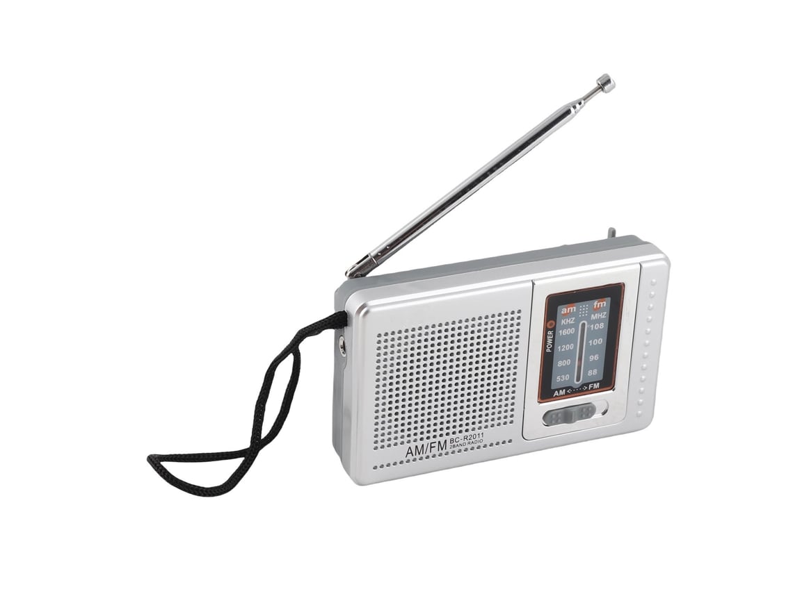 Rádio Am Fm Portátil Com Alto-falante Bateria Operada Mini Bolso Para Viagens Ao Ar Livre Prata Cinza