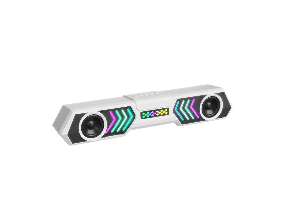 Barra de sonido Bluetooth con cable MDUG para computadora, subwoofer estéreo de alta fidelidad (blanco)