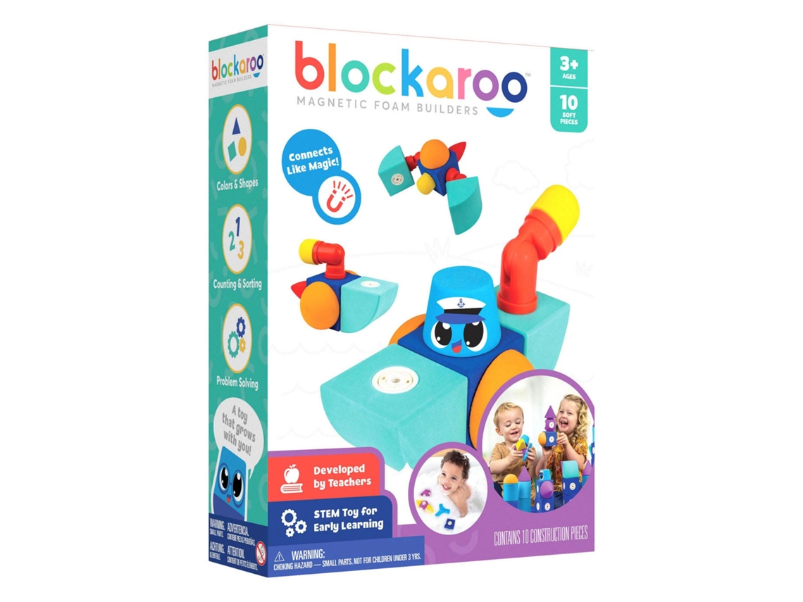 Caja de bloques de espuma magnética para construir barcos, 10 piezas, juguete de baño Blockaroo