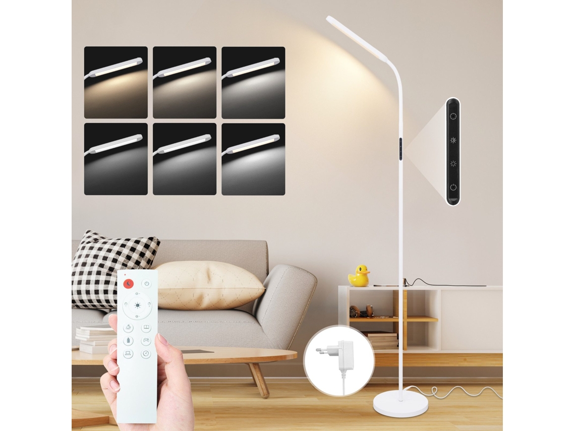 Lámpara de pie LED Nettlife para sala de estar, blanca, regulable, 11 W, flexible, 360°, para sofá