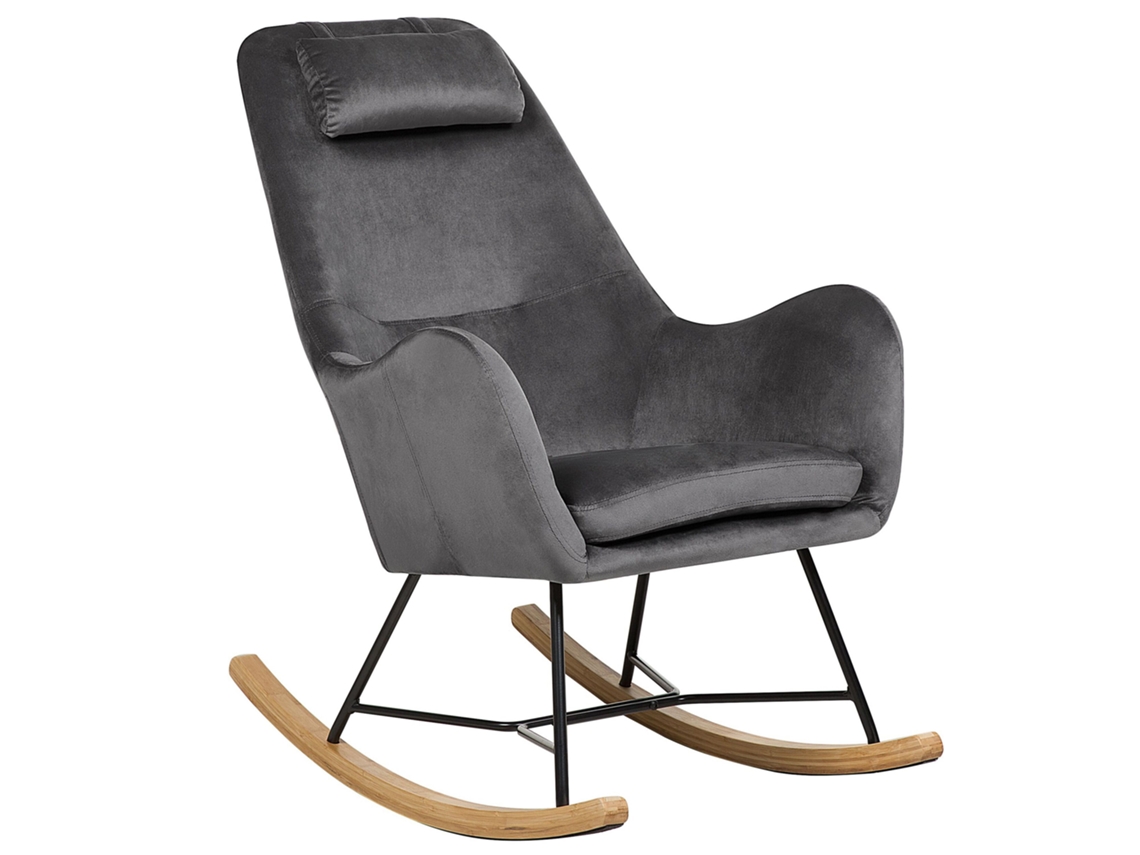 Silla mecedora BELIANI Arrie de Terciopelo Gris 48x92x116