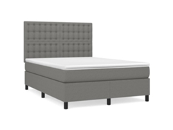 Maison Exclusive - Cama Box Spring Con Colchón Tela Gris Oscuro 140x190 Cm