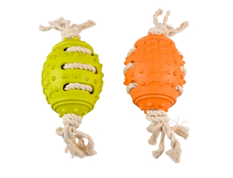 Bola de Rugby de Goma con Cuerda Eco para Perro DUVO+
