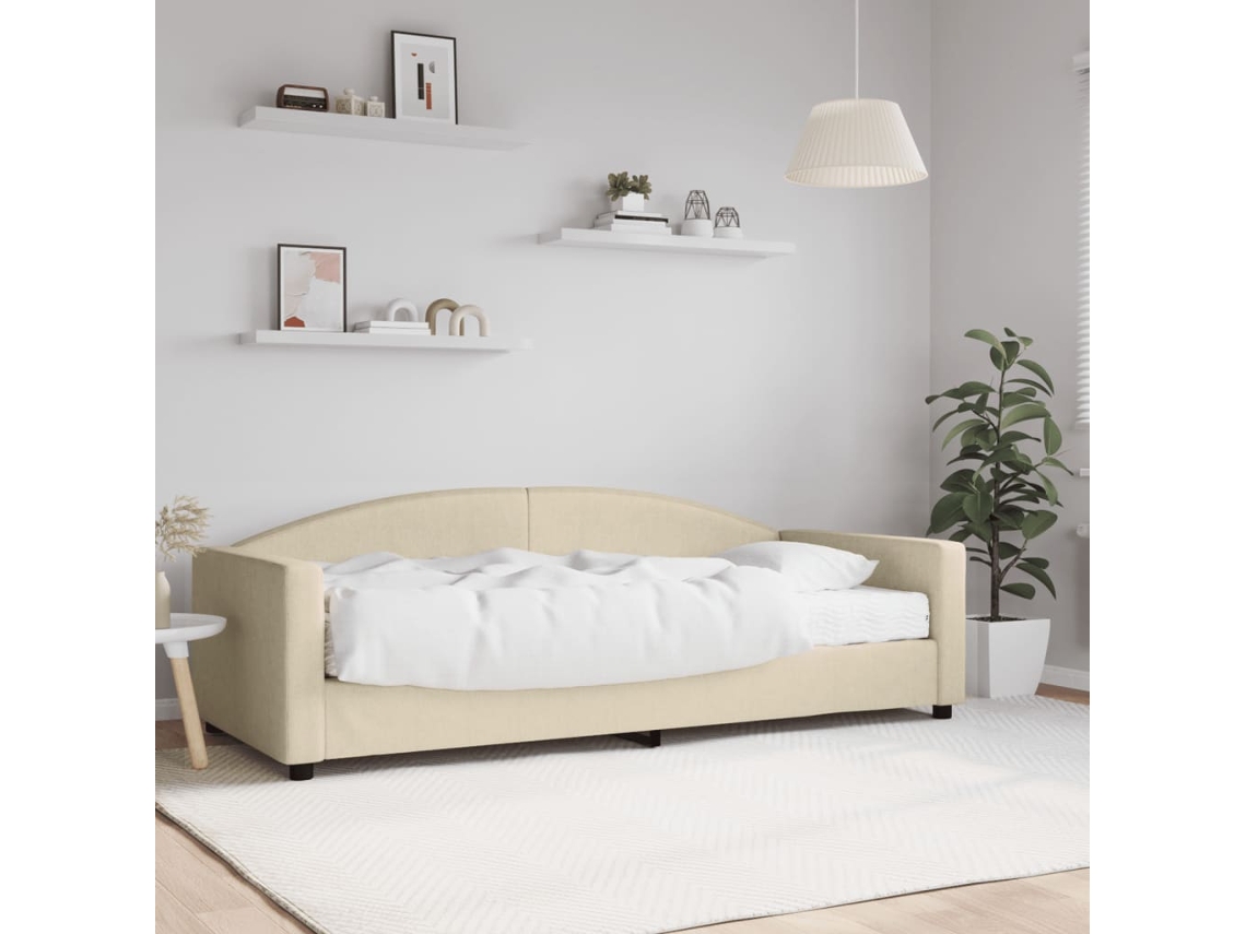 Sofá Cama Con Colchón Tela Crema 90x200 Cm
