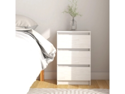 Mesita de Noche 40X29,5X64 Cm Madera de Pino Maciza Blanco