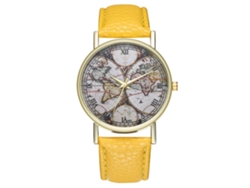 Reloj De Pulsera De Cuarzo Con Correa De Cuero Pu Zhoulianfa (amarillo) Unisex