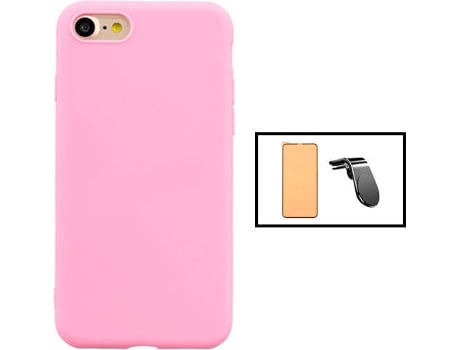 Kit Carcasa 3X1 Military + Protector de Pantalla CeramicGlass + Soporte iPhone SE 2022 PHONECARE Rosa