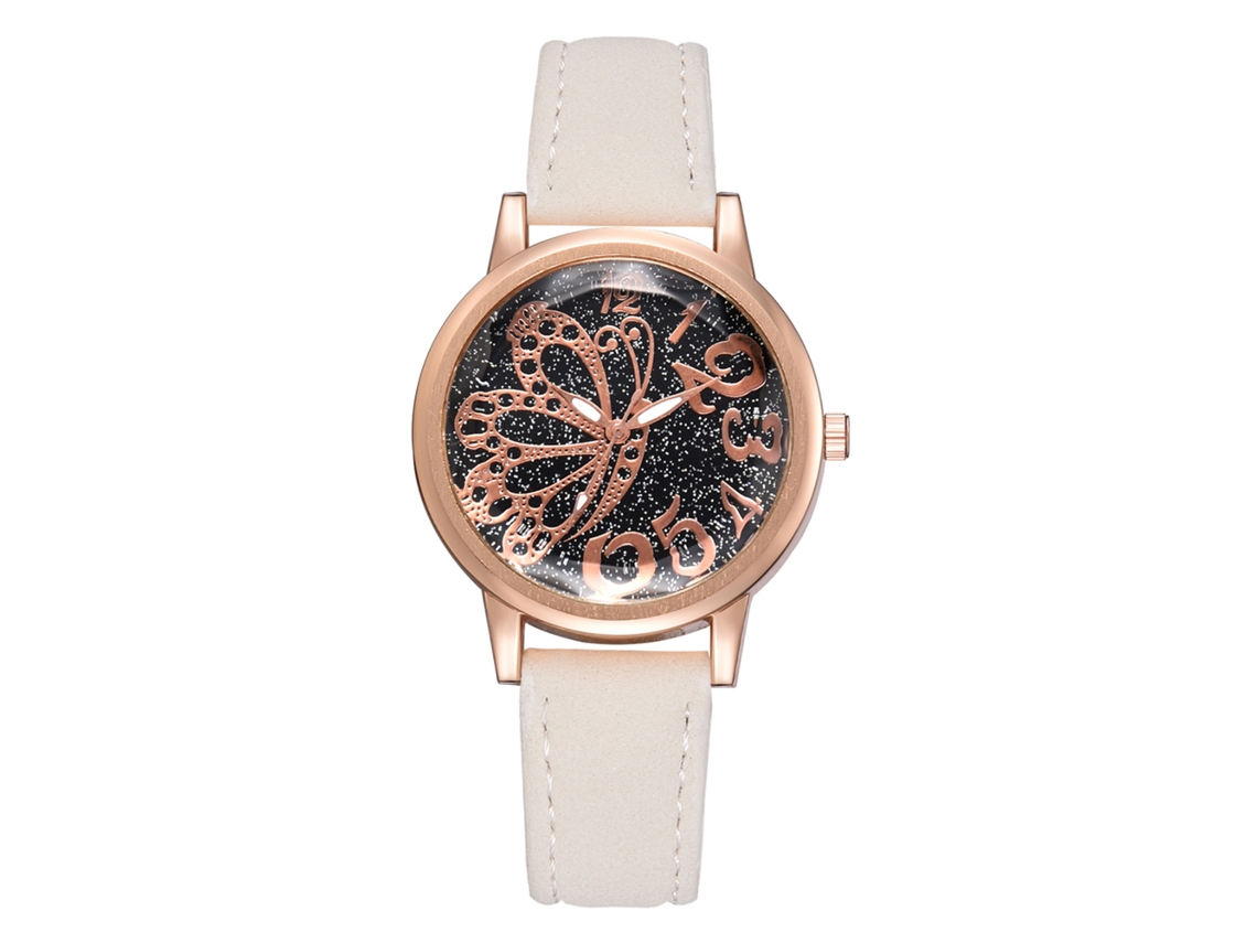 Reloj De Pulsera Para Mujer Con Correa De Poliuretano Y Esfera Redonda De Aleación - Blanco