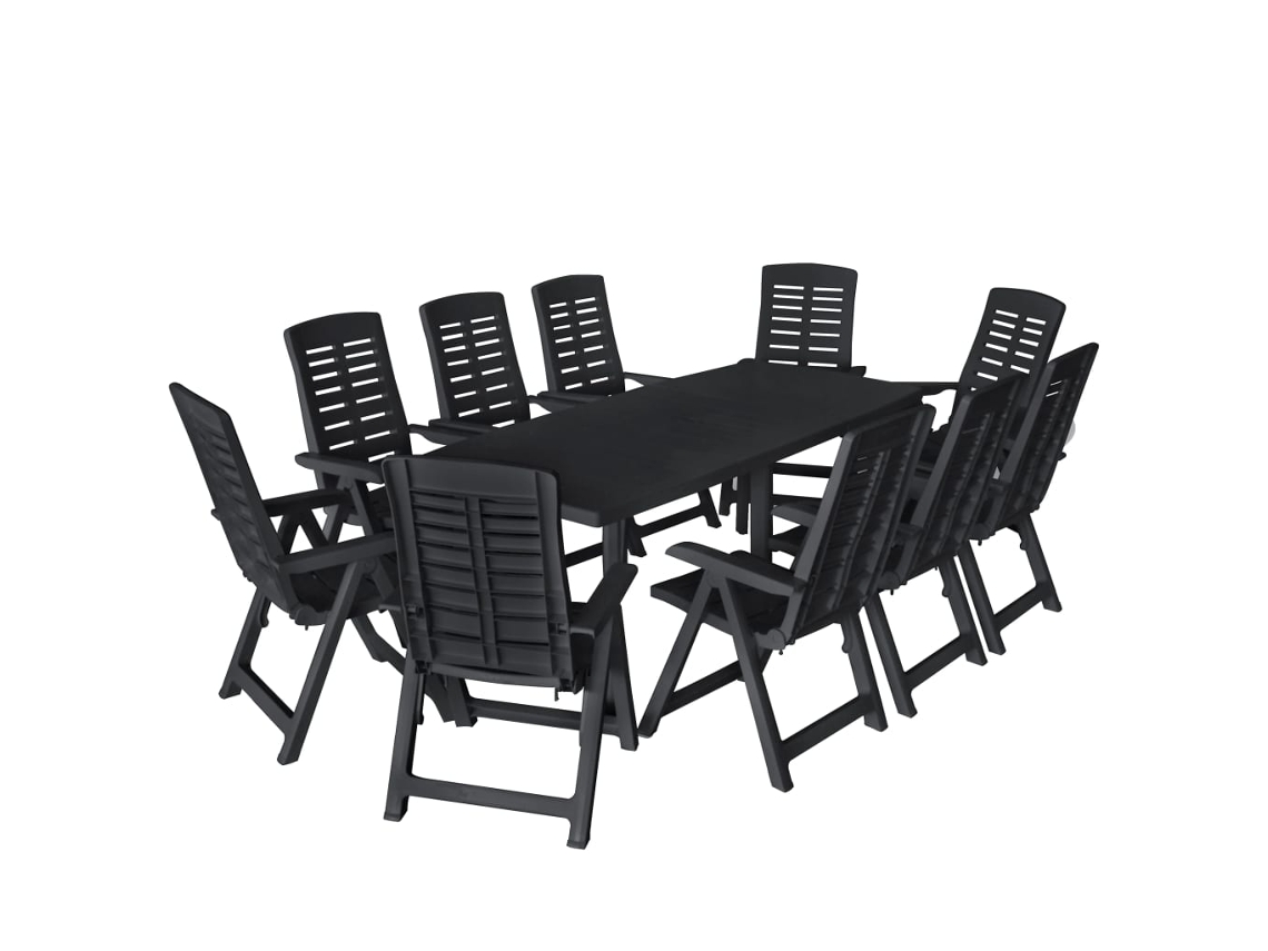 Conjunto De Jantar De Exterior 11 Pcs Plastic Antracita Dkd Home Decor