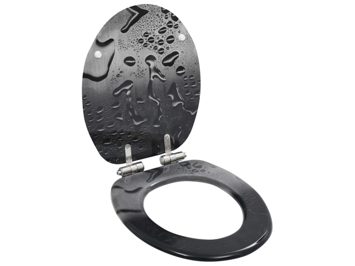 Asiento de inodoro Vidaxl de cierre suave en MDF con gotas de agua Jortmrd