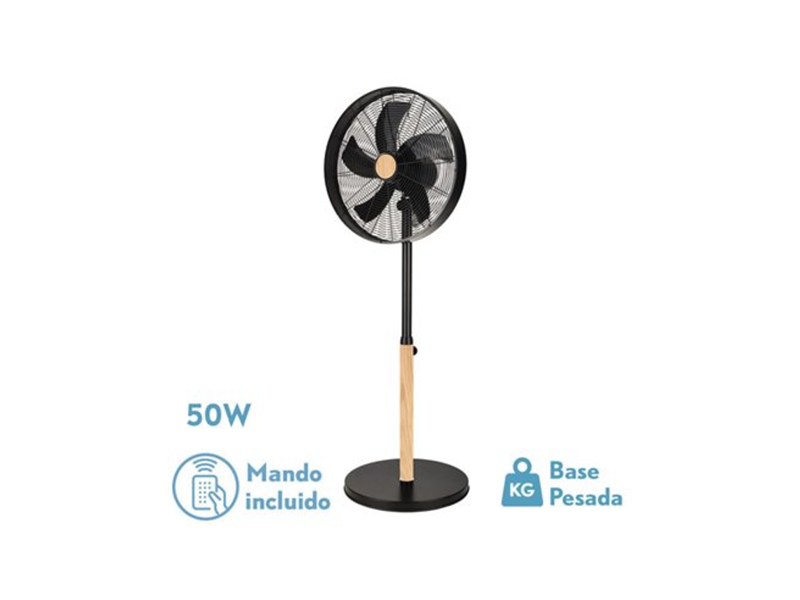 Ventilador de Pie Falcon Negro/Haya 50W Oscilante FABRILAMP