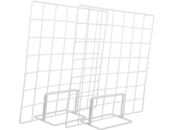 Soporte Exhibición Mostrador Metal Blanco 35x35 Multifuncional Obras Joyería 2 Bases Rejilla Pequeñas Estante