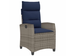 Maison Exclusive - Silla de jardín reclinable con mesa auxiliar de mimbre, patas grises