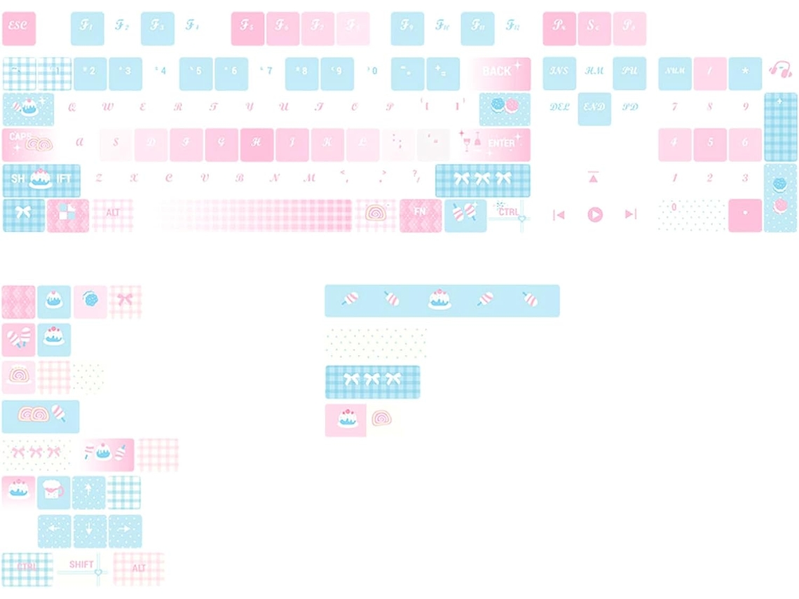 Juego De 131 Teclas Pbt Con Temática De Pastel Moa Para Teclado Mecánico, Sublimadas.