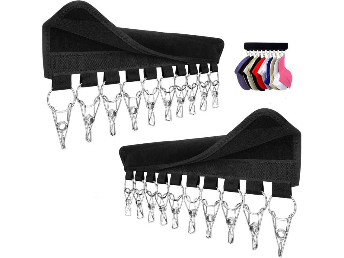 Organizador de sombreros con percha, soporte para gorras, percha multifuncional para sombreros (paquete de 2)