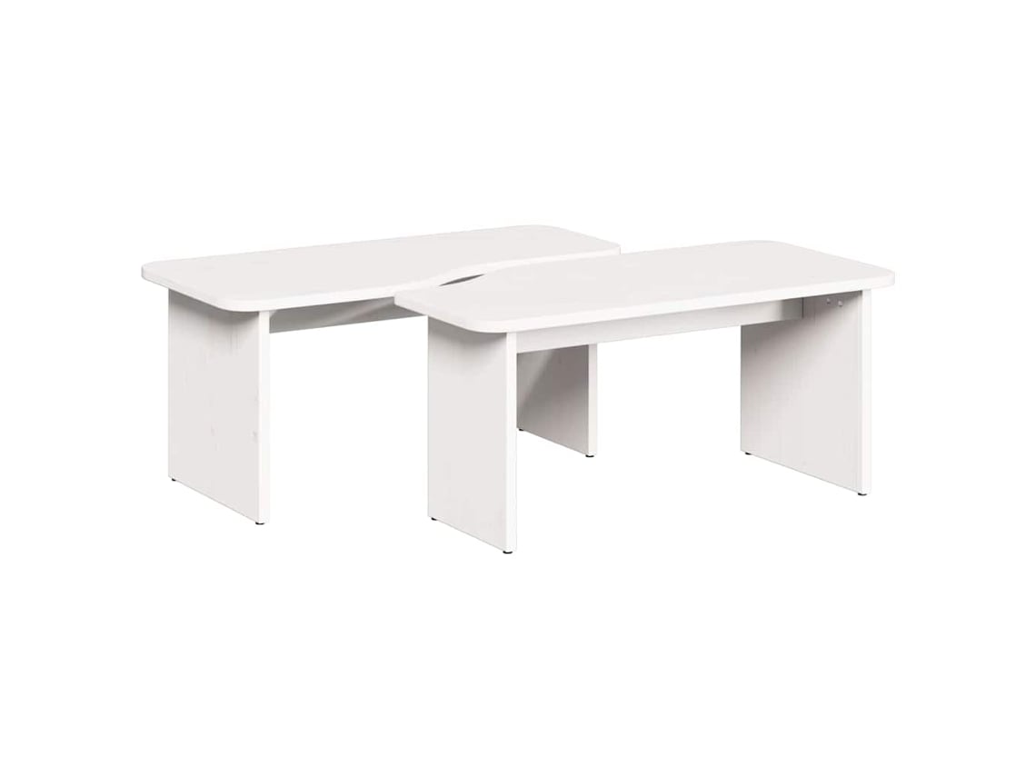 Juego de mesa de centro 2 piezas madera maciza de pino blanco EXCLUSIVO MAISON