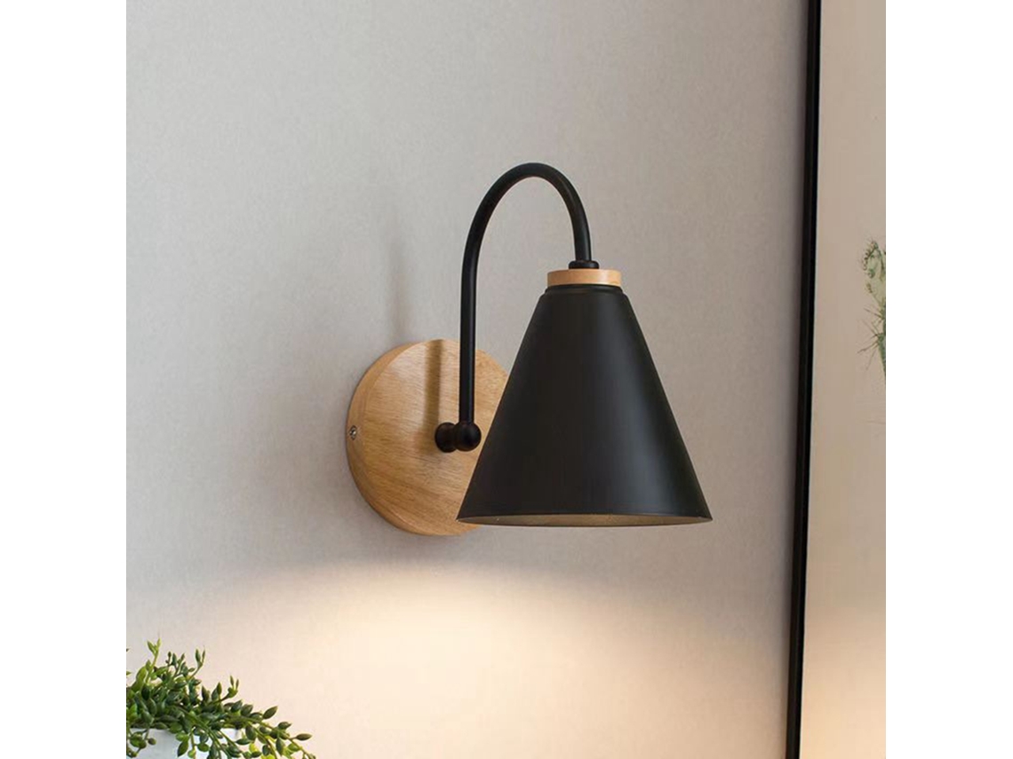 2026-lámpara De Pared De Pasillo Con Abatimiento De Hierro Montada En Pared Luz Curva Para Dormitorio Sala Estudio Sin Bombilla Negro