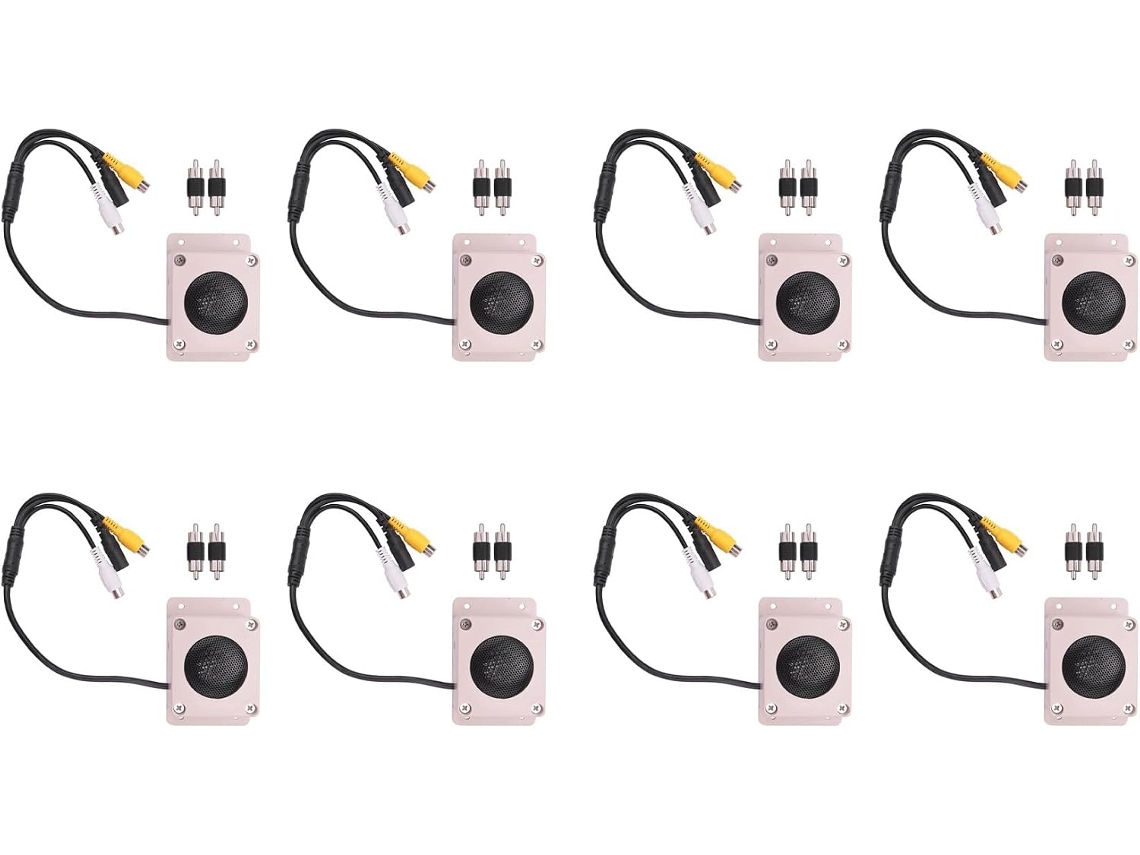 8 Altavoces Con Micrófono Para Cámara De Seguridad Exterior, Resistente Al Agua Ip.