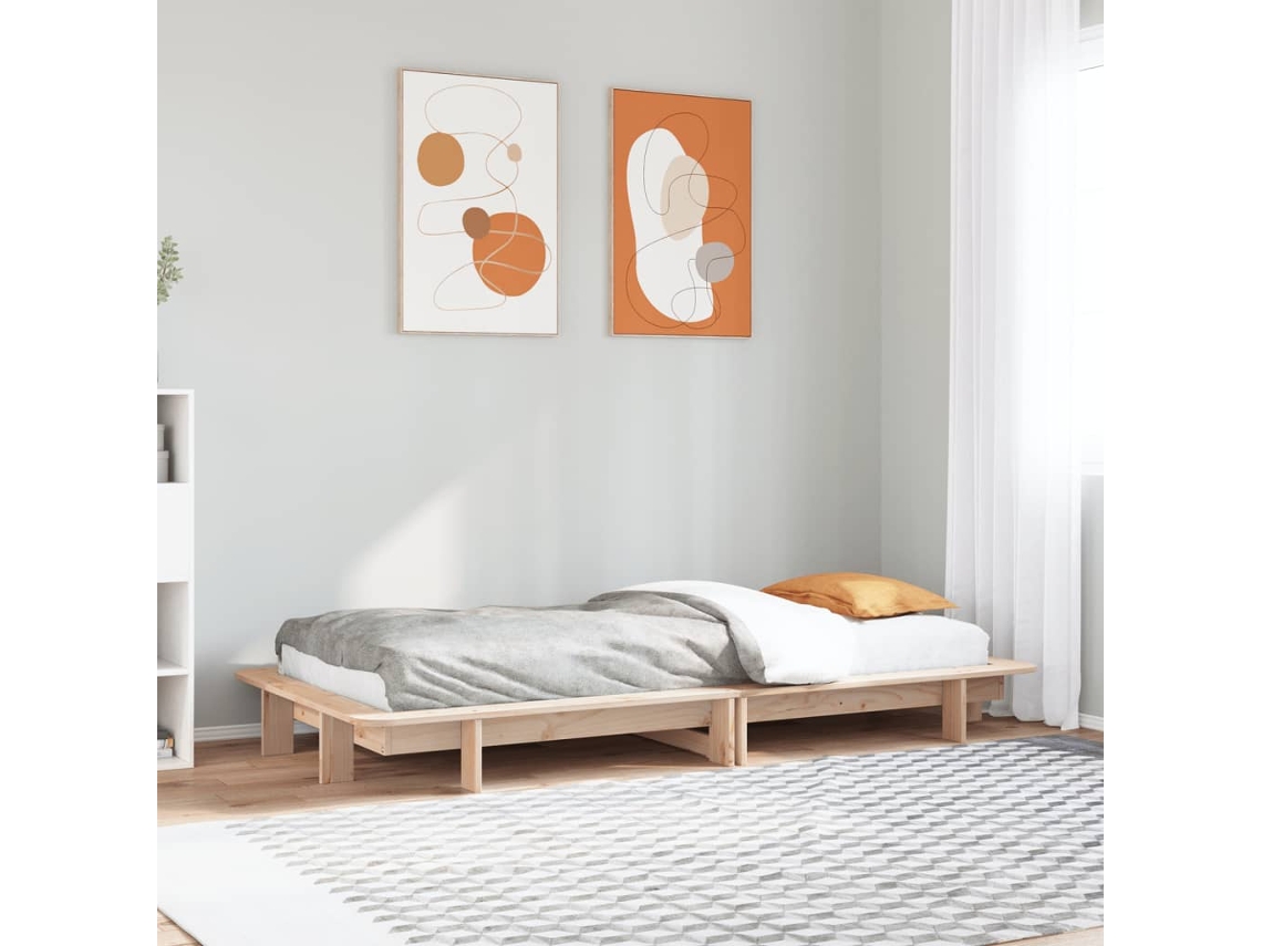 Estructura De Cama Sin Colchón Madera Maciza Pino 75x190 Cm