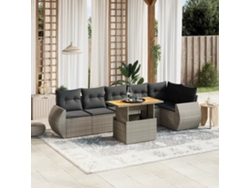 Conjunto de sofás de jardín de 7 piezas DKD Home Decor con cojines de mimbre gris