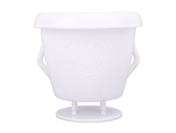Maceta Vertical Para Suculentas Con Carita Adorable, De Plástico Con Orificio De Drenaje, Blanca.